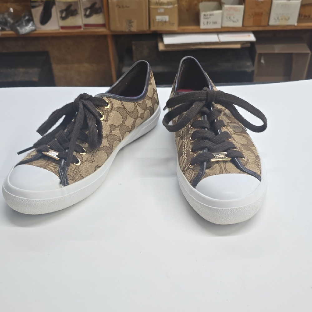 Coach Tan Monogram Canvas Sneakers